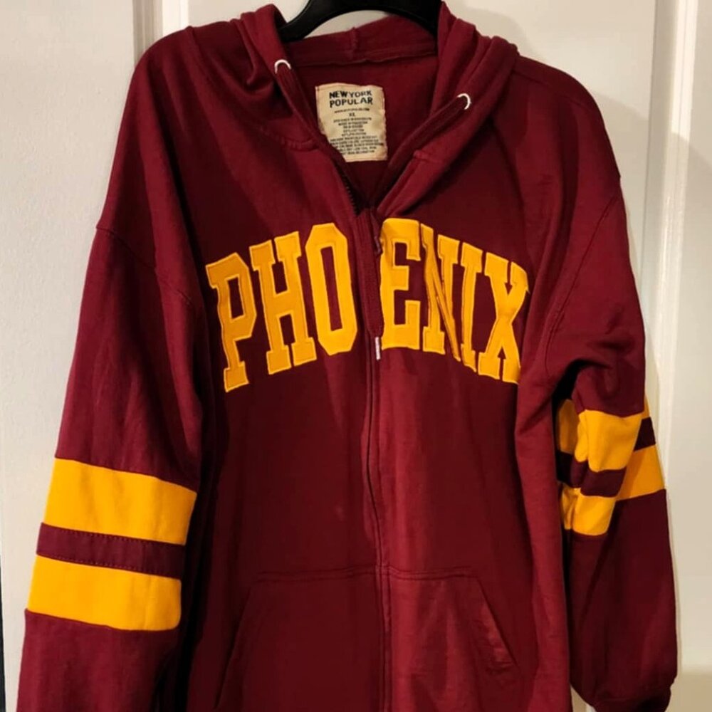Phoenix Hoodie, Burgundy & Gold, Men's XL